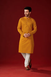 Ensemble pyjama Kurta en coton imprimé orange brunâtre pour homme